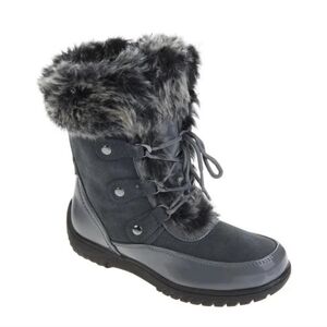 NWT Winter Waterproof Castle Rock Suede Chunky Snow Boots Faux Fur Gray Black 10